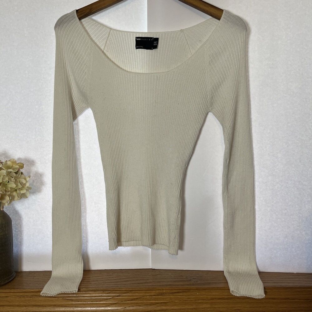 ASOS Women’s Ivory Long Sleeve Knit Top Sweater Shirt Casual L